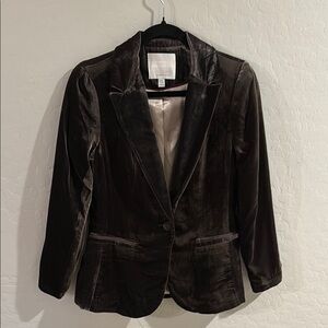 Anthropologie Brown Velvet Blazer with Notched Lapels
